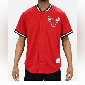 Chicago Bulls Mitchell & Ness NBA Pro Mesh Button Front Jersey - Mens